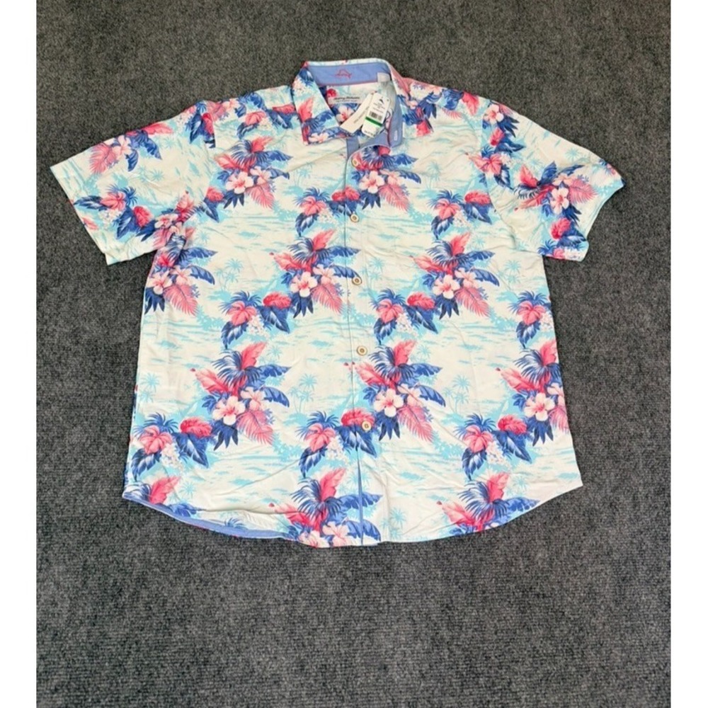 NWT Tommy Bahama Tencel/Coolmax Shirt Mens Coconut Point Tropical Print Size L